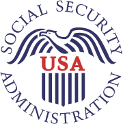 The logo of the Social Security Administration, USA, features a stylized eagle above a shield with vertical stripes and the letters "USA" in red. The words "Social Security Administration" encircle the eagle and shield, symbolizing support services like senior care near Camden County NJ.